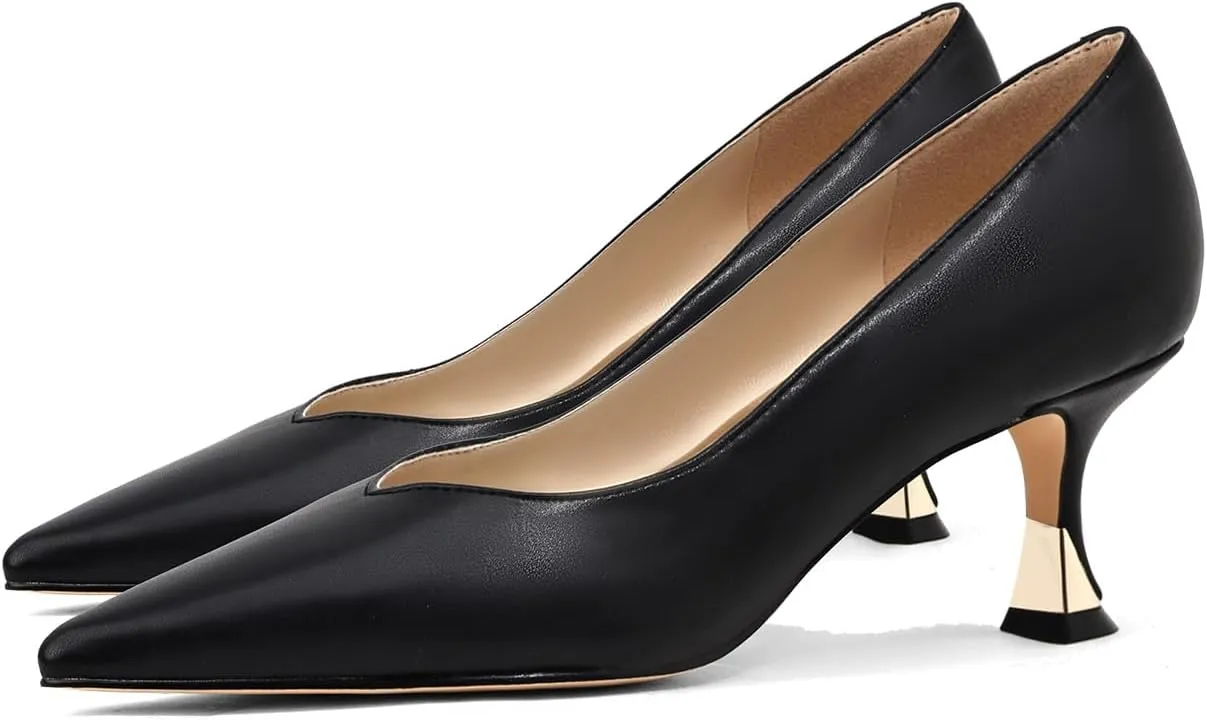 Women Low Kitten Heels Women's Dressy Pumps Pointed Closed Toe Elegant Wedding Pumps Formal Work Office Comfortable Shoes Classic Pumps for Women