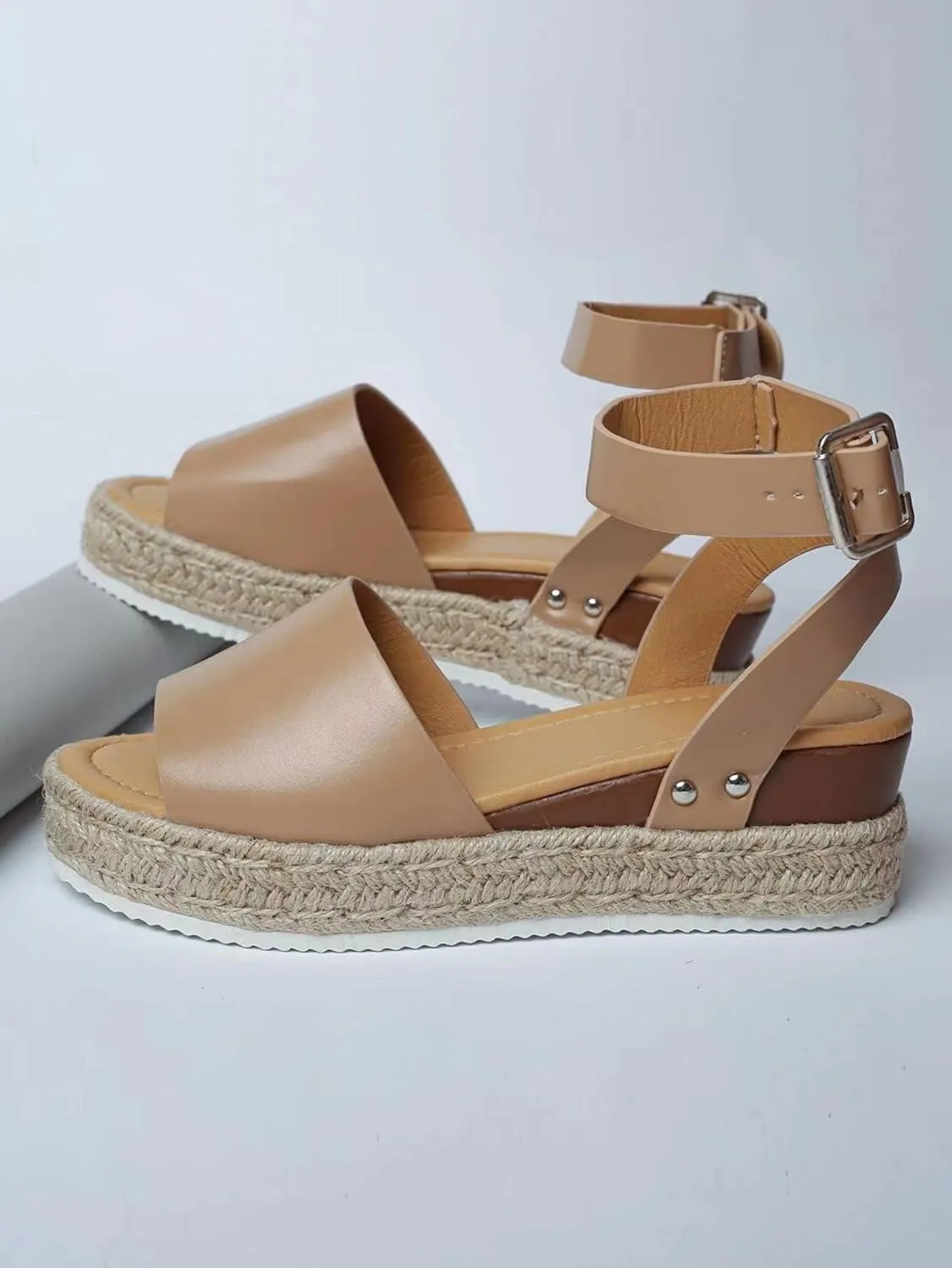 Women Open Toe Ankle Strap Platform Espadrille Sandal Comfortable Sandals for Wedge Flat Dressy Casual High Heels Slippers Summer Beach Shoes Buckle Sandals, Arch Support Walking Flats 2025