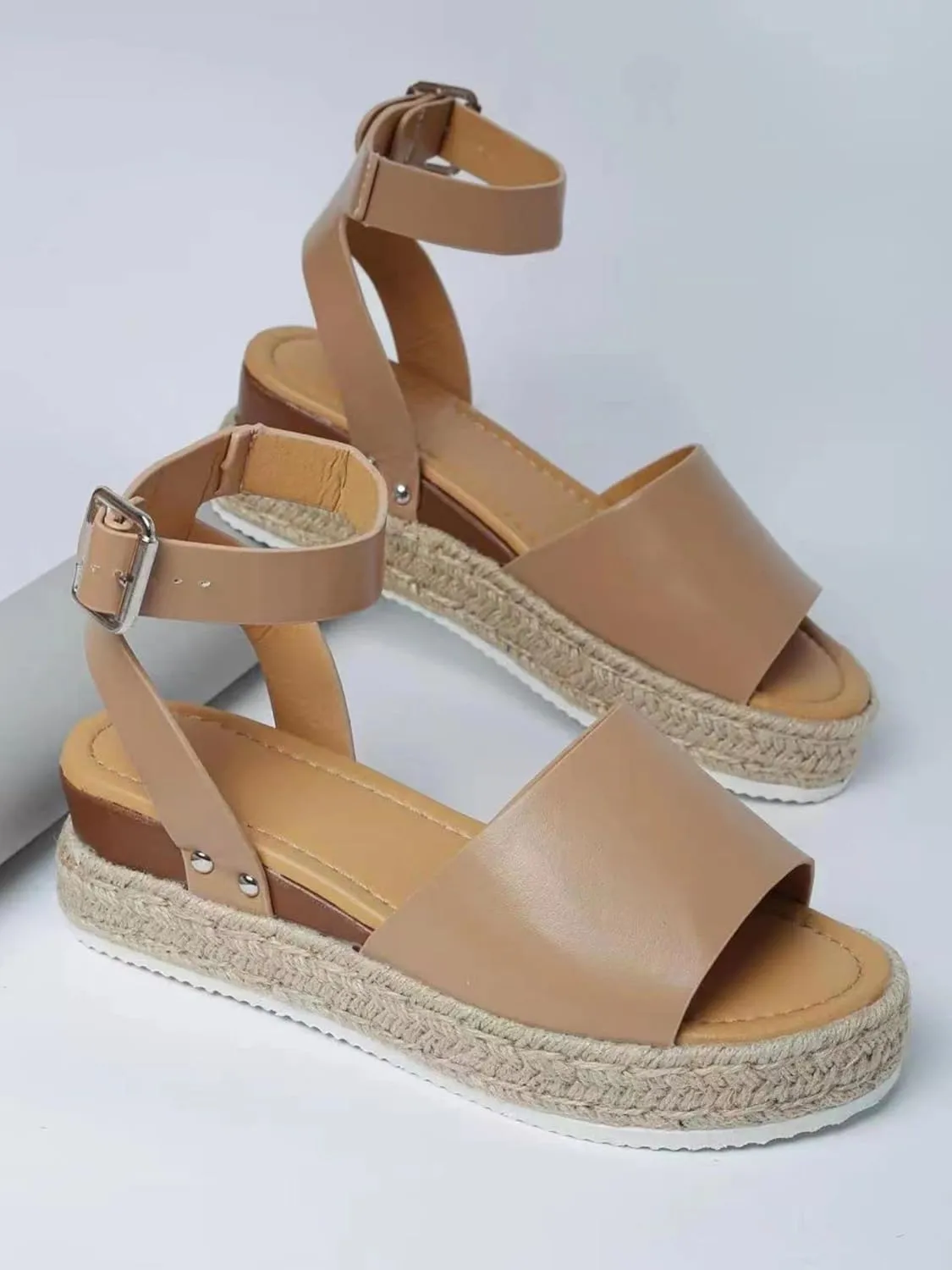 Women Open Toe Ankle Strap Platform Espadrille Sandal Comfortable Sandals for Wedge Flat Dressy Casual High Heels Slippers Summer Beach Shoes Buckle Sandals, Arch Support Walking Flats 2025