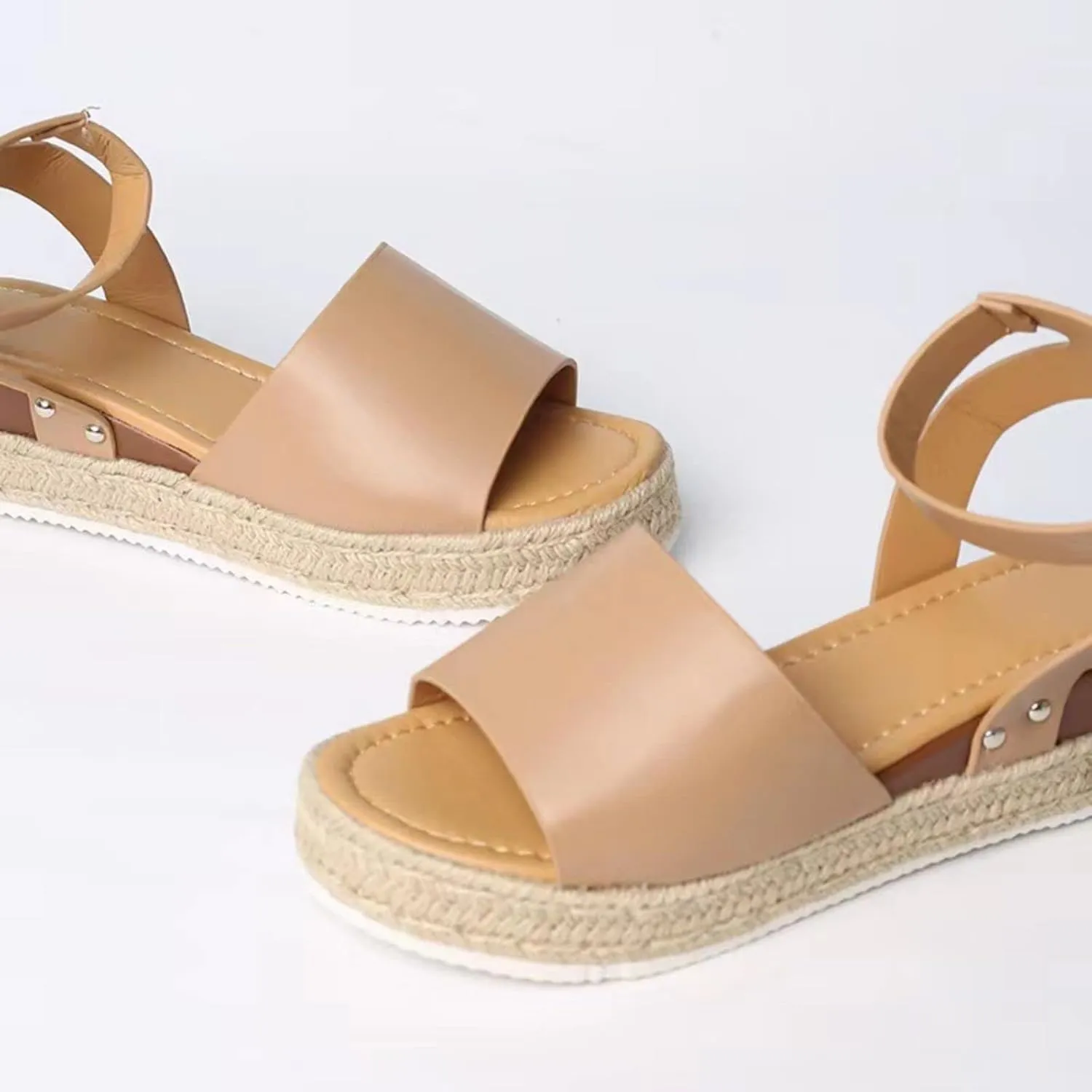 Women Open Toe Ankle Strap Platform Espadrille Sandal Comfortable Sandals for Wedge Flat Dressy Casual High Heels Slippers Summer Beach Shoes Buckle Sandals, Arch Support Walking Flats 2025
