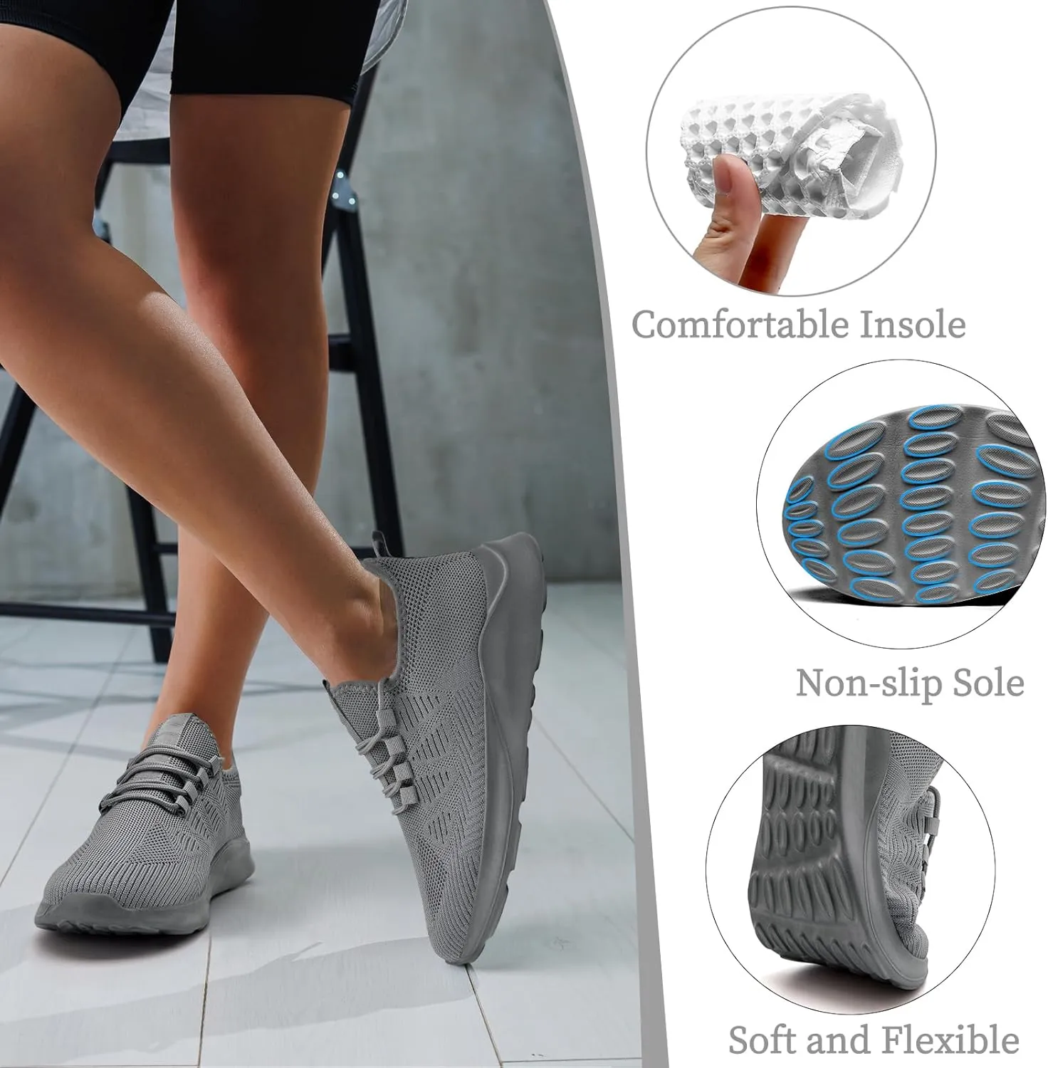 Women Running Shoes Tennis Walking Gym Sneakers Athletic Slip on Workout Sport Shoe
