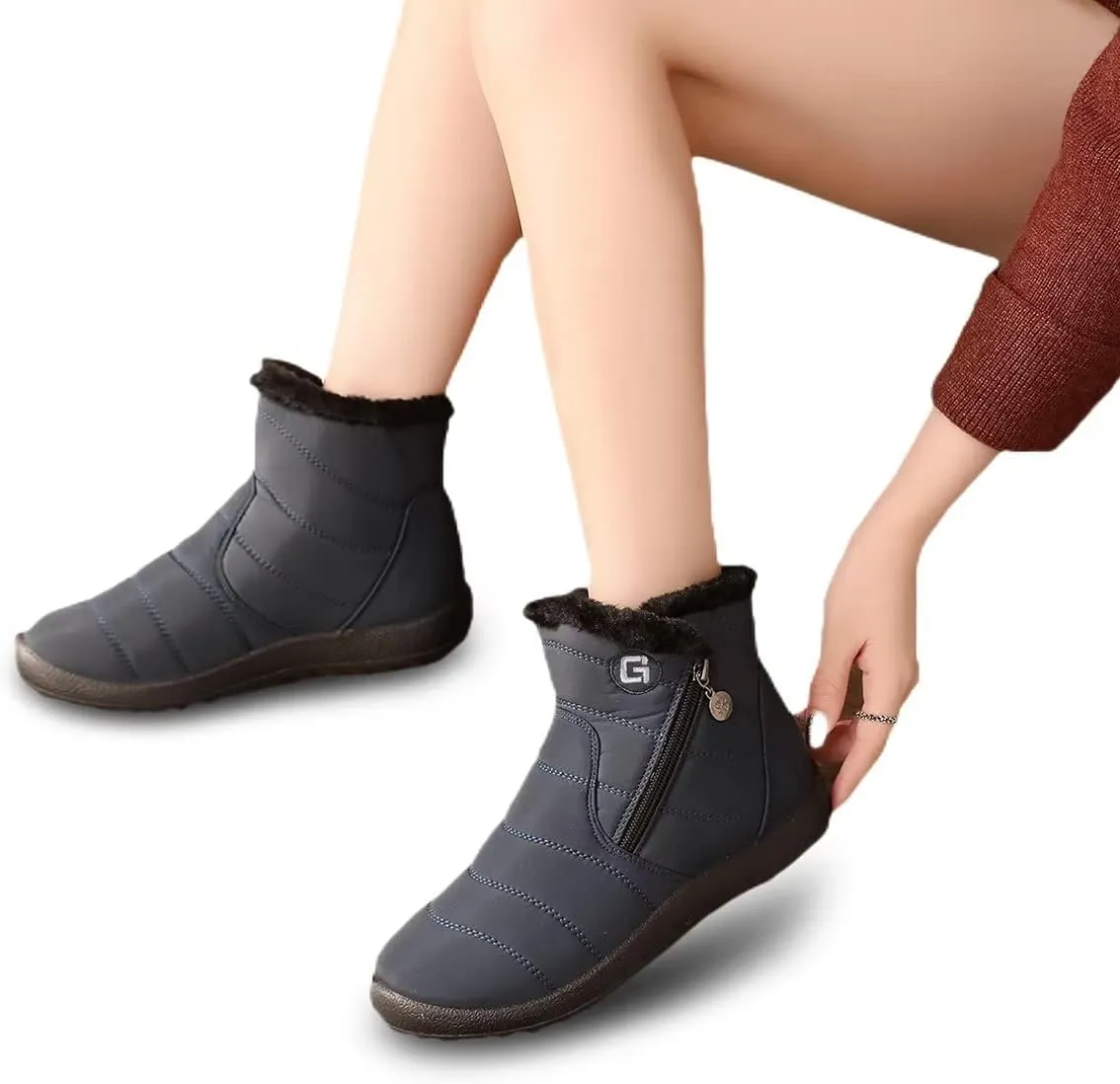 Women Winter Snow Boots Warm Ankle Boots Anti-Slip Waterproof Winter Shoes Slip On Booties Sneakers