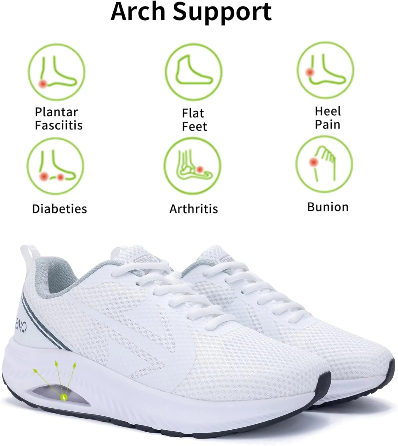 Womens Arch Support Walking Shoes Wide Toe Box Orthotic Sneakers Tennis Shoes for Plantar Fasciitis Pain Relief, Size 6-11