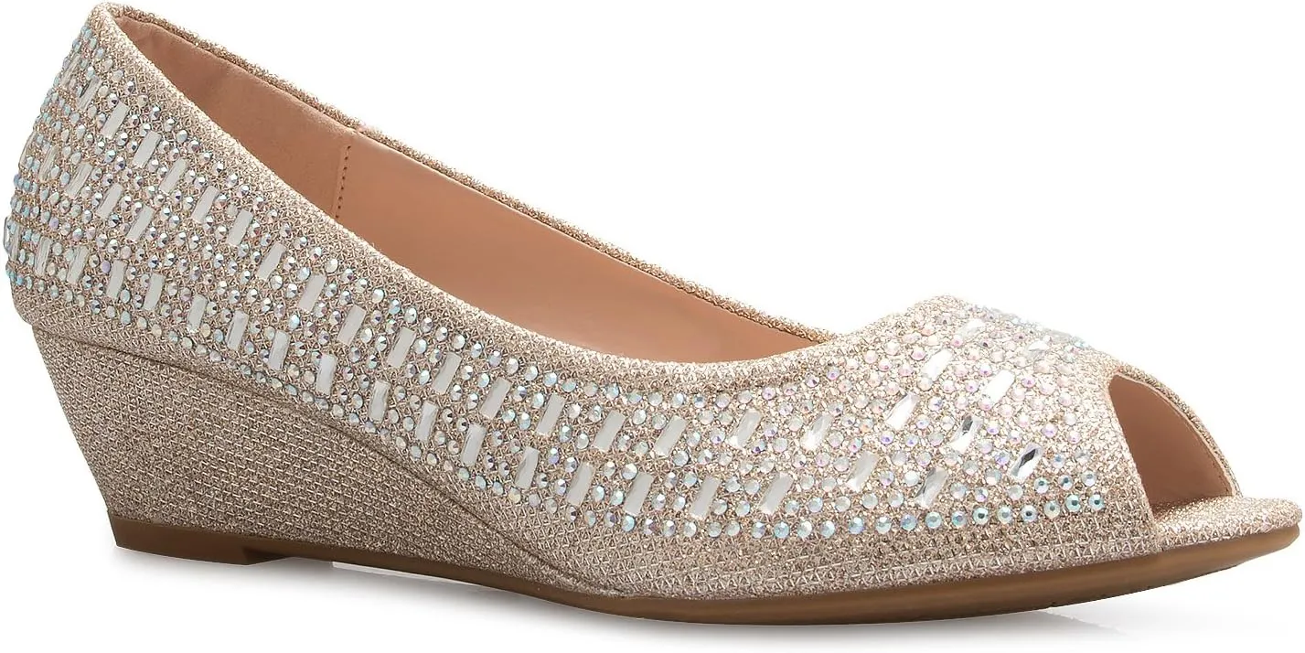 Womens Classic Open Toe Kitten Heel Wedges | Dress, Work, Party Low Heeled