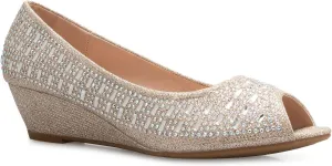 Womens Classic Open Toe Kitten Heel Wedges | Dress, Work, Party Low Heeled