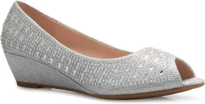 Womens Classic Open Toe Kitten Heel Wedges | Dress, Work, Party Low Heeled