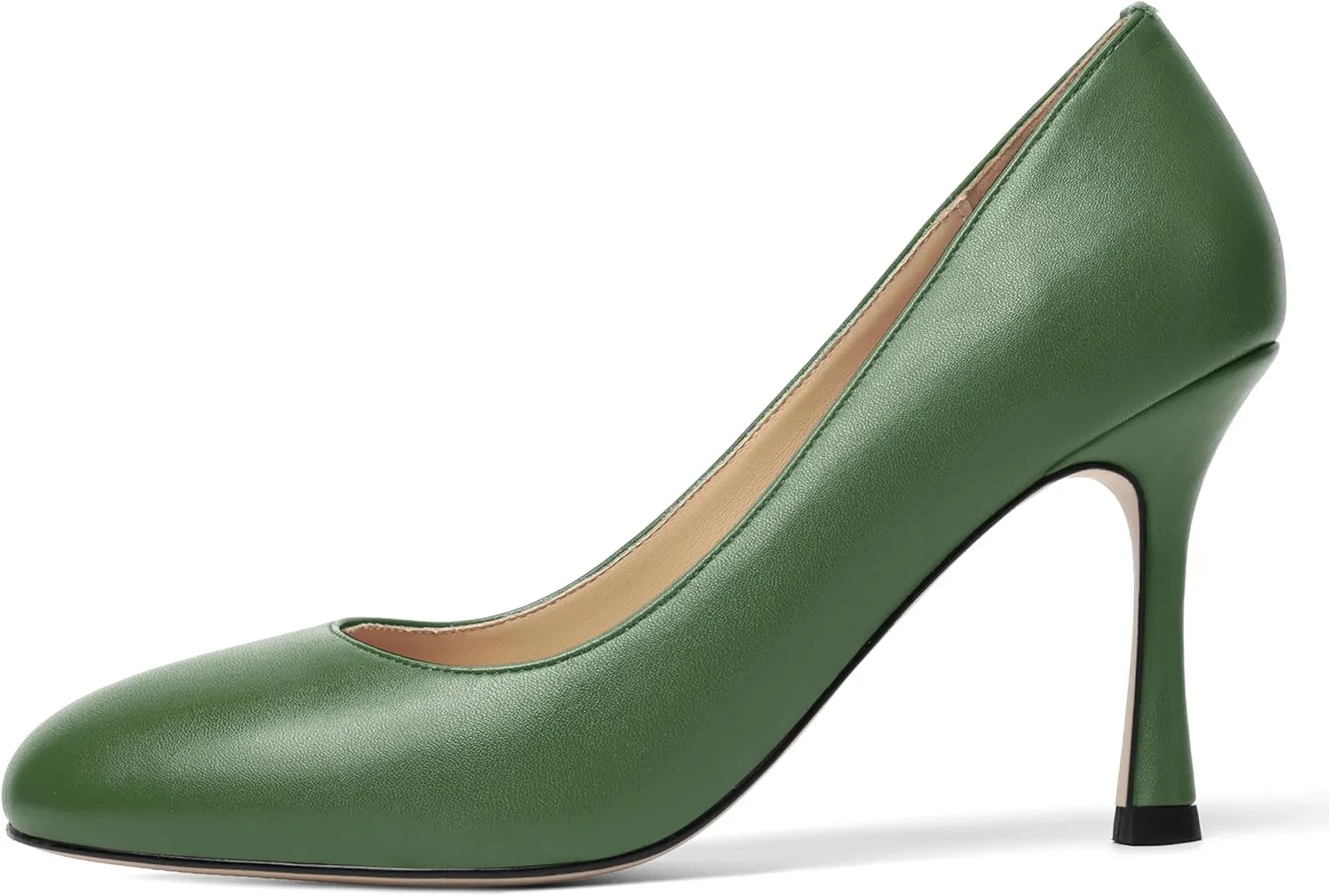 Womens Dress Round Toe Wedding Slip On Matte Stiletto High Heel Pumps Shoes 3.3 Inch