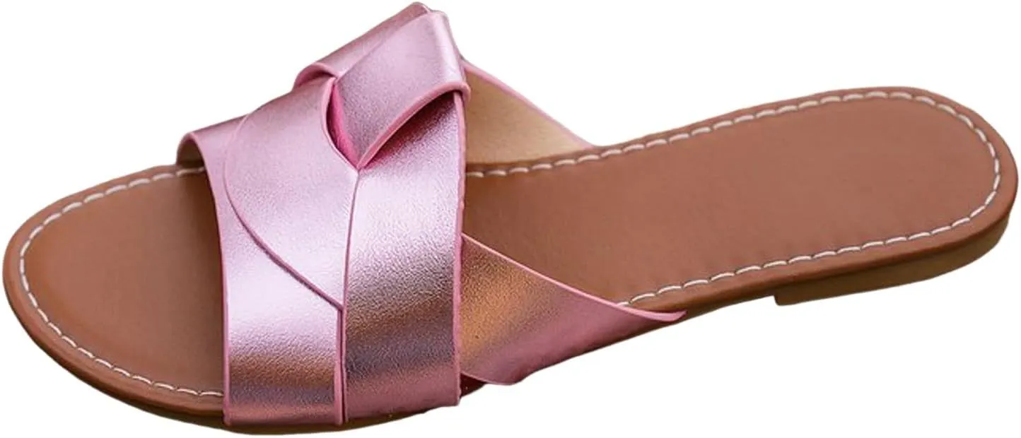 Women's Dressy Flat Sandals Ladies' Casual And Fashionable Summer Flat Slippers One Line Breathable And Comfortable