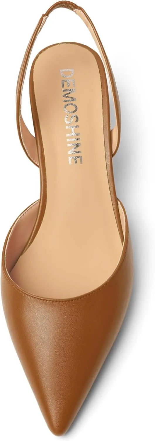 Womens Fashion Slip On Matte Slingback Pointed Toe Dating Spool High Heel Pumps Shoes 3 Inch