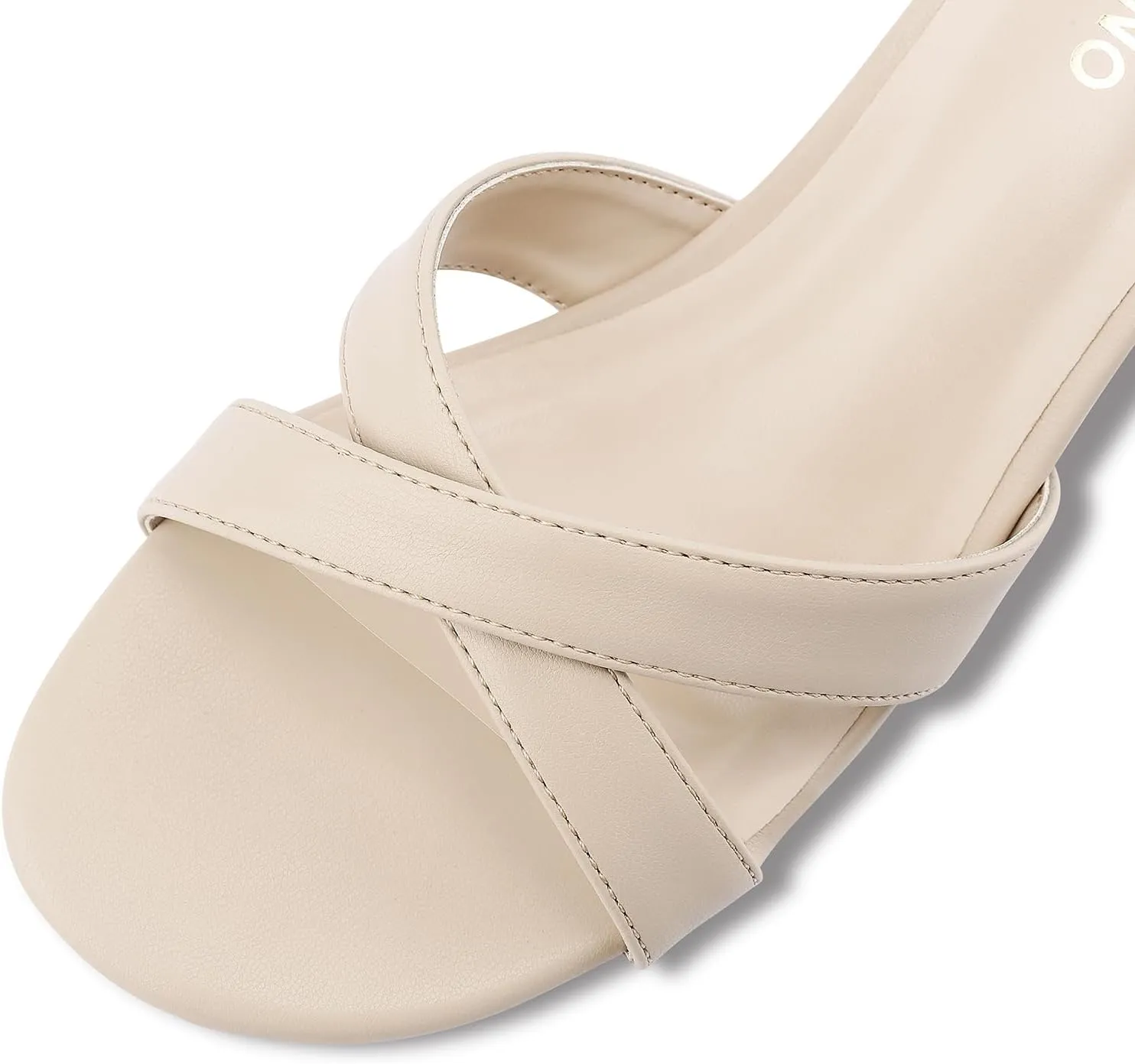 Womens Kitten Heels Low Heeled Sandals for Women Round Slip On Slides Cross Strap Open Toe Sandals