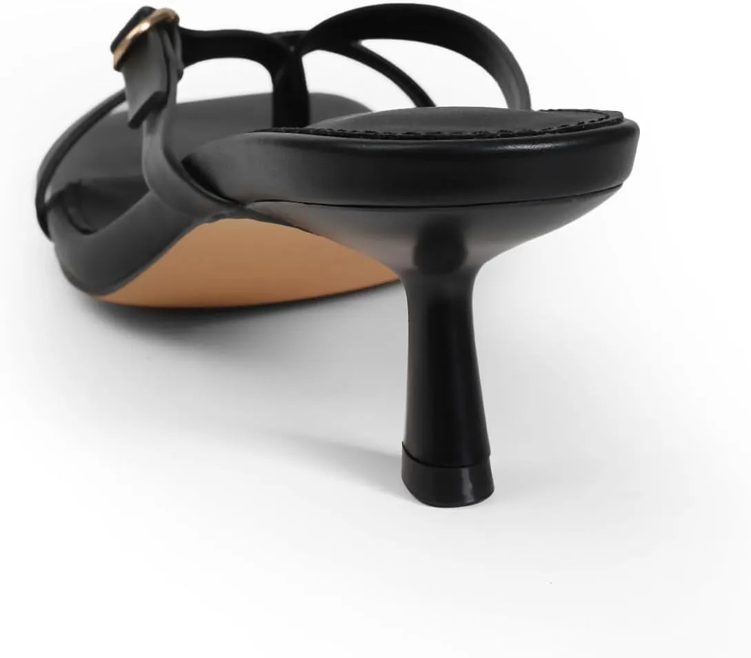 Women's kitten heels square toe flip flop mule heels dressy comfort 1.97 inches low sandal buckle cute sexy thong mules