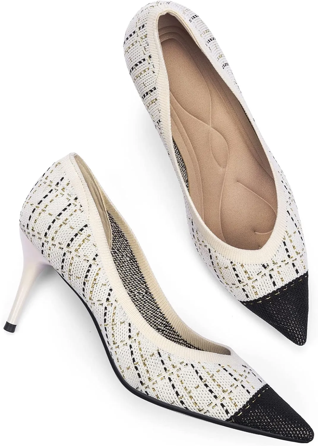Womens Low Heel Pointed Toe Pump Shoes