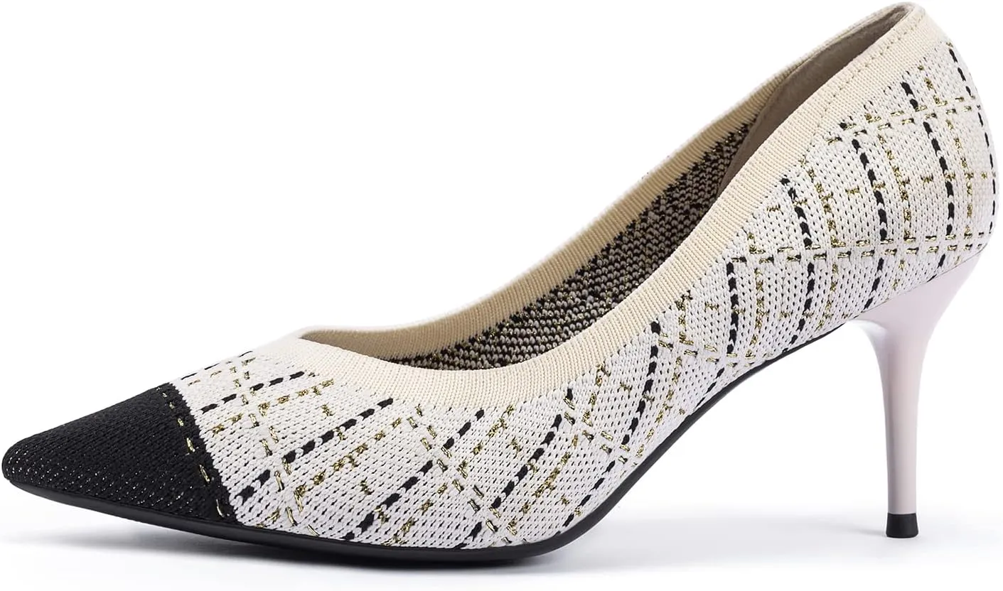 Womens Low Heel Pointed Toe Pump Shoes