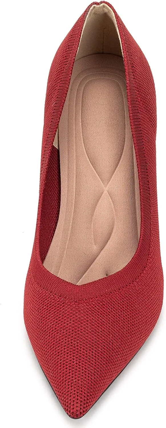 Womens Low Heel Pointed Toe Pump Shoes