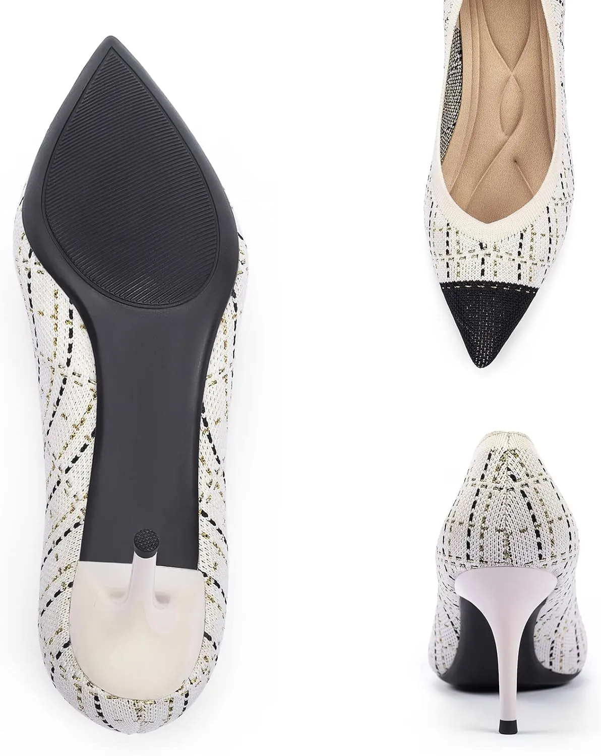 Womens Low Heel Pointed Toe Pump Shoes