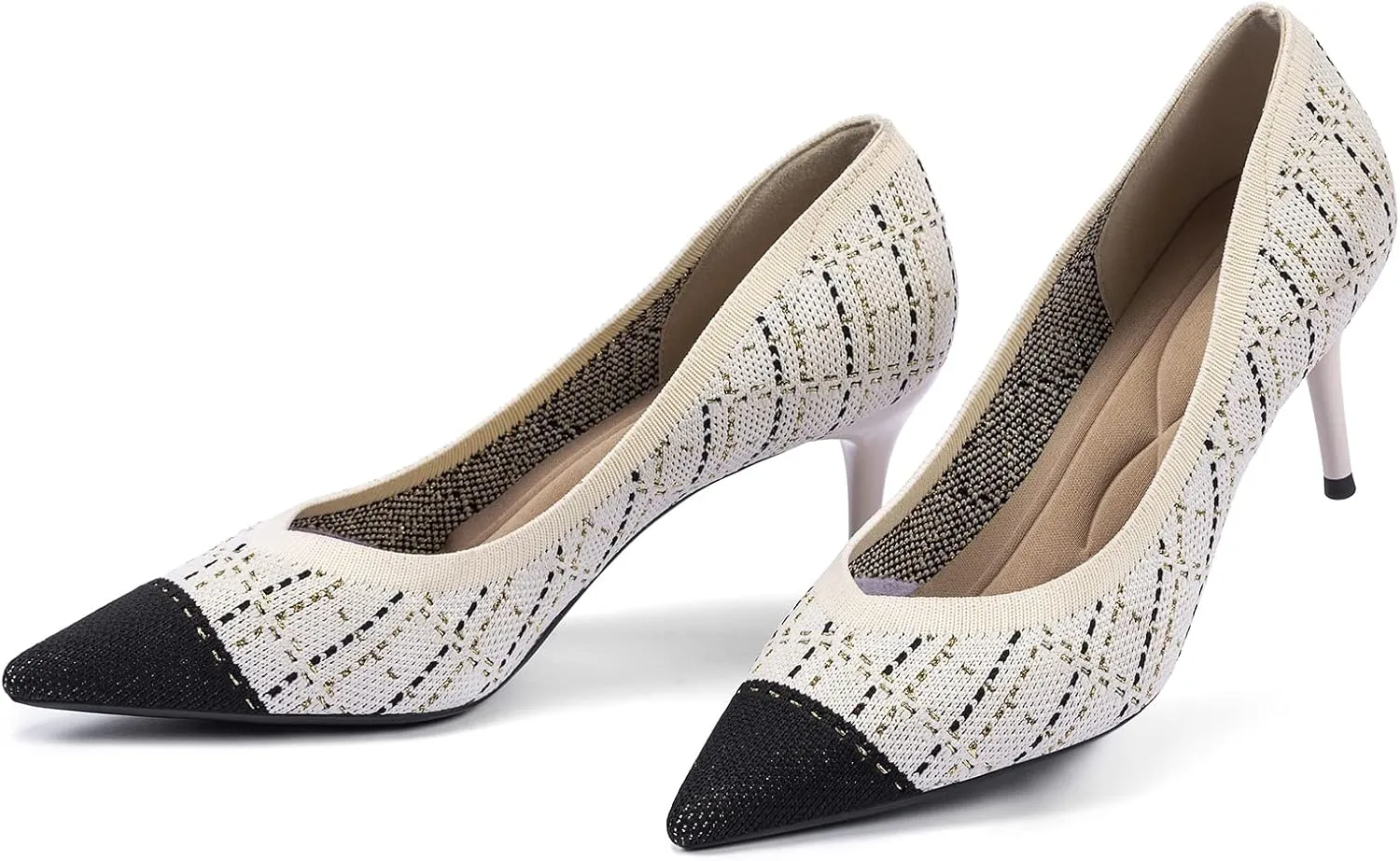 Womens Low Heel Pointed Toe Pump Shoes