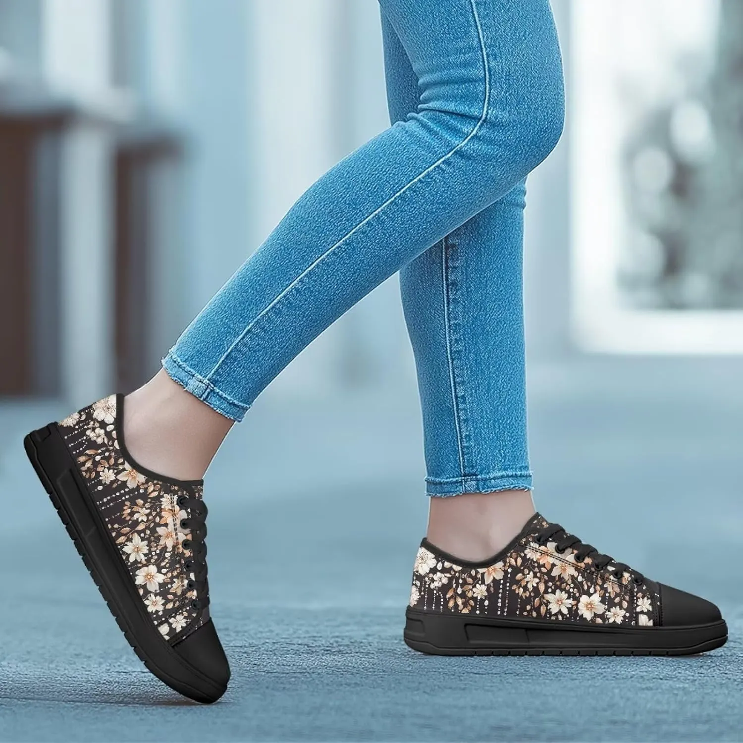 Womens Low Top Canvas Shoes Lace up Comfortable Sneakers Low-top Casual Tennis Walking Shoes SizeUS 6-13.5