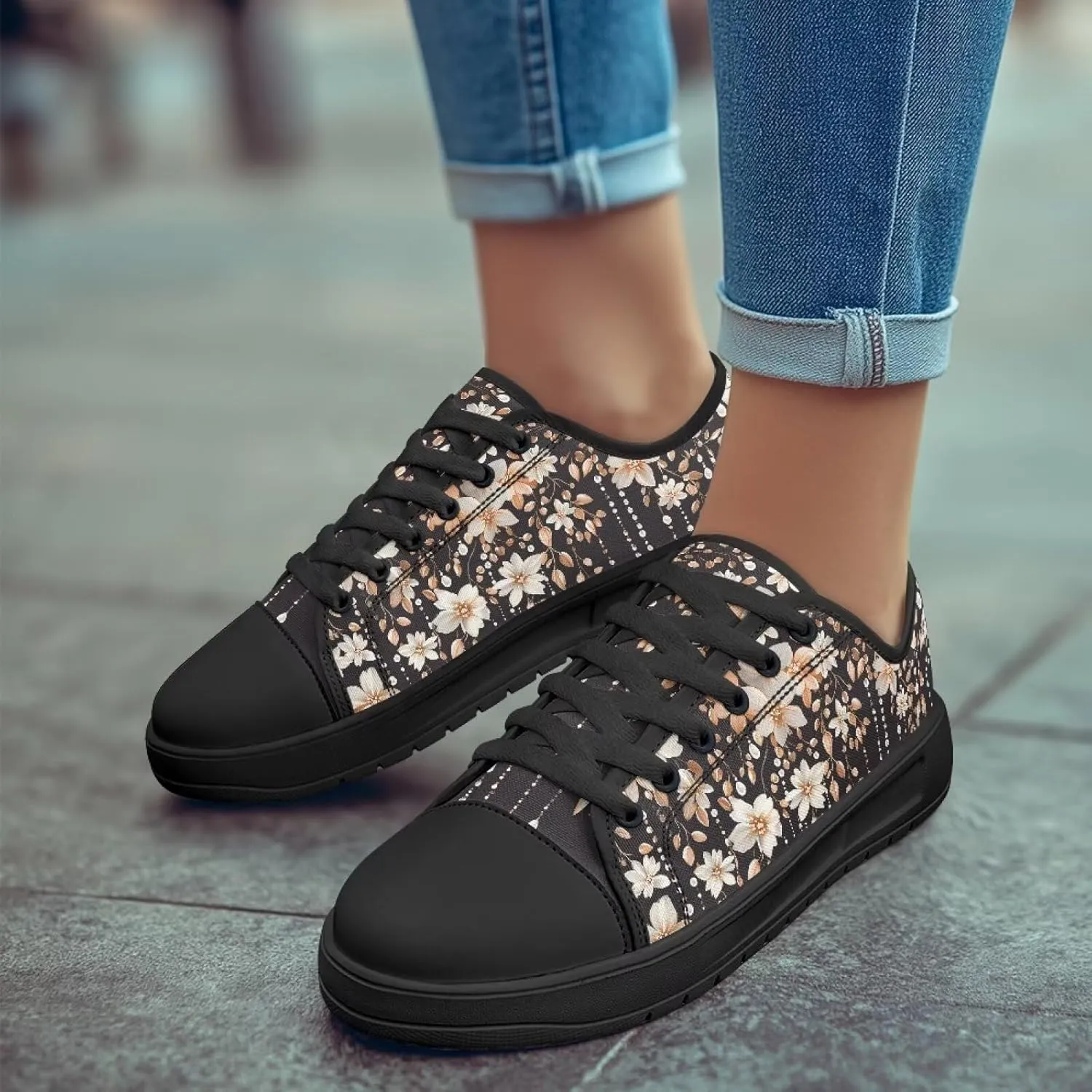 Womens Low Top Canvas Shoes Lace up Comfortable Sneakers Low-top Casual Tennis Walking Shoes SizeUS 6-13.5