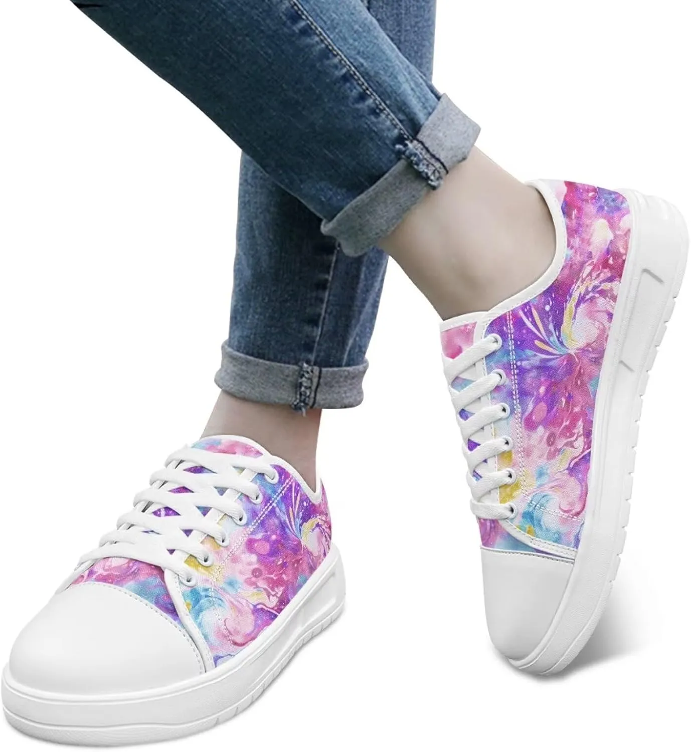 Womens Low Top Canvas Sneakers Lace-up Casual Tennis Walking Shoes for Everyday Wear SizeUS 6-13.5