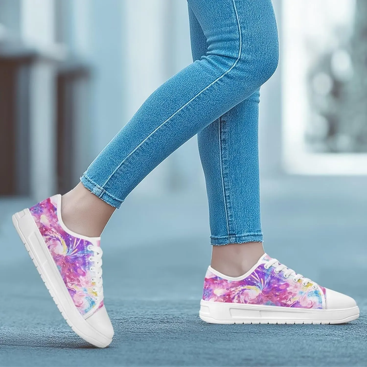 Womens Low Top Canvas Sneakers Lace-up Casual Tennis Walking Shoes for Everyday Wear SizeUS 6-13.5