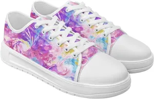 Womens Low Top Canvas Sneakers Lace-up Casual Tennis Walking Shoes for Everyday Wear SizeUS 6-13.5