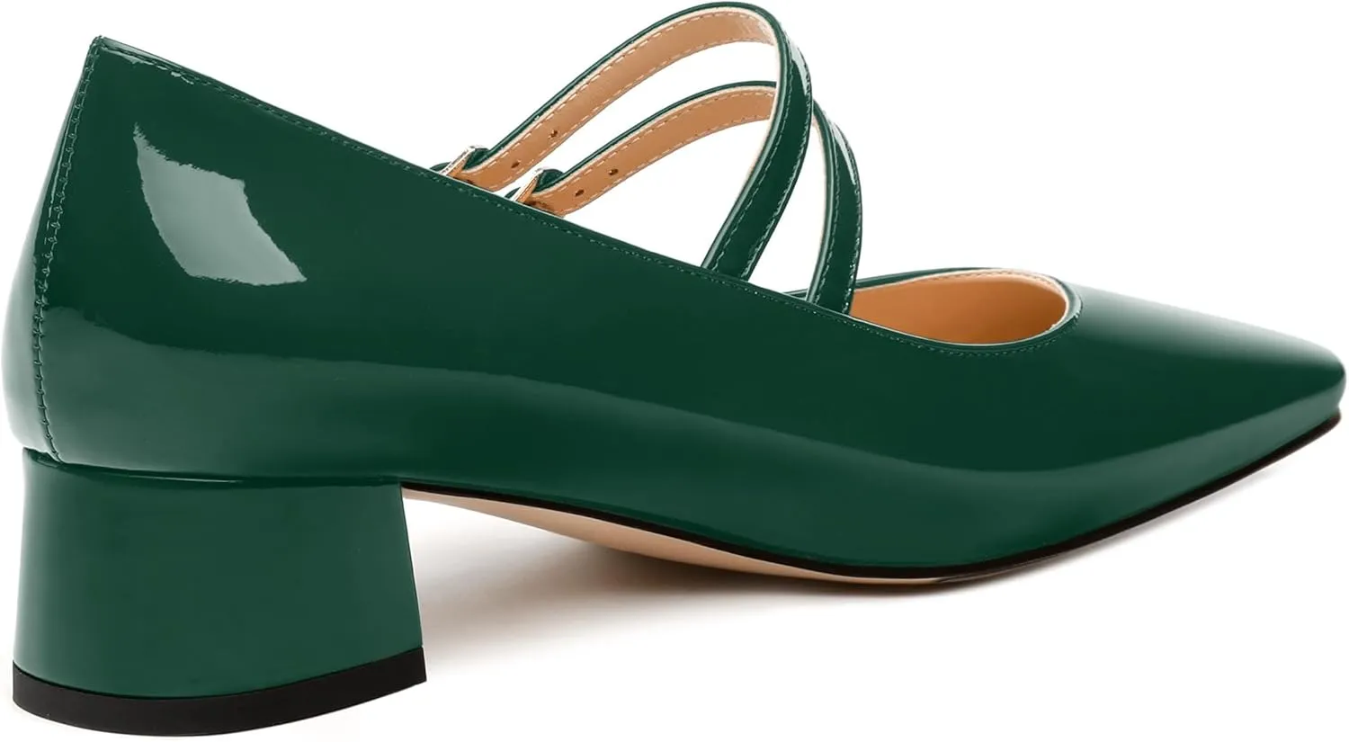 Womens Mary Jane Pumps, Square Toe Low Block Heel Pump Shoes for Women, Daily Comfort Mary Jane Pumps with Two Straps 1.3"