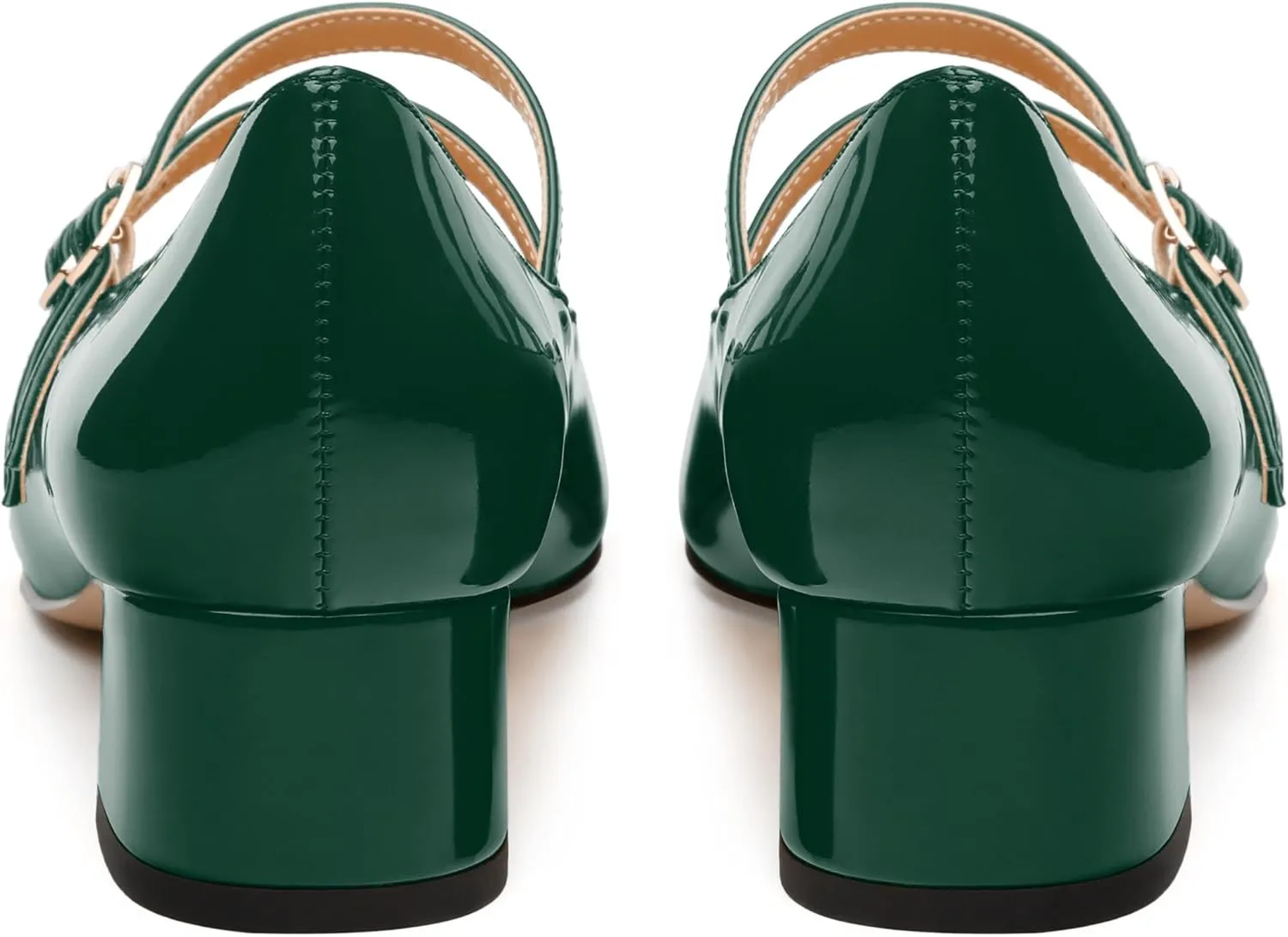 Womens Mary Jane Pumps, Square Toe Low Block Heel Pump Shoes for Women, Daily Comfort Mary Jane Pumps with Two Straps 1.3"