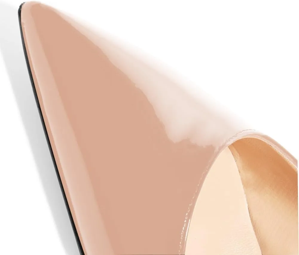 Women's Patent Leather Pointed Toe Elegant Kitten Heel Slingback Dress Pump Shoes