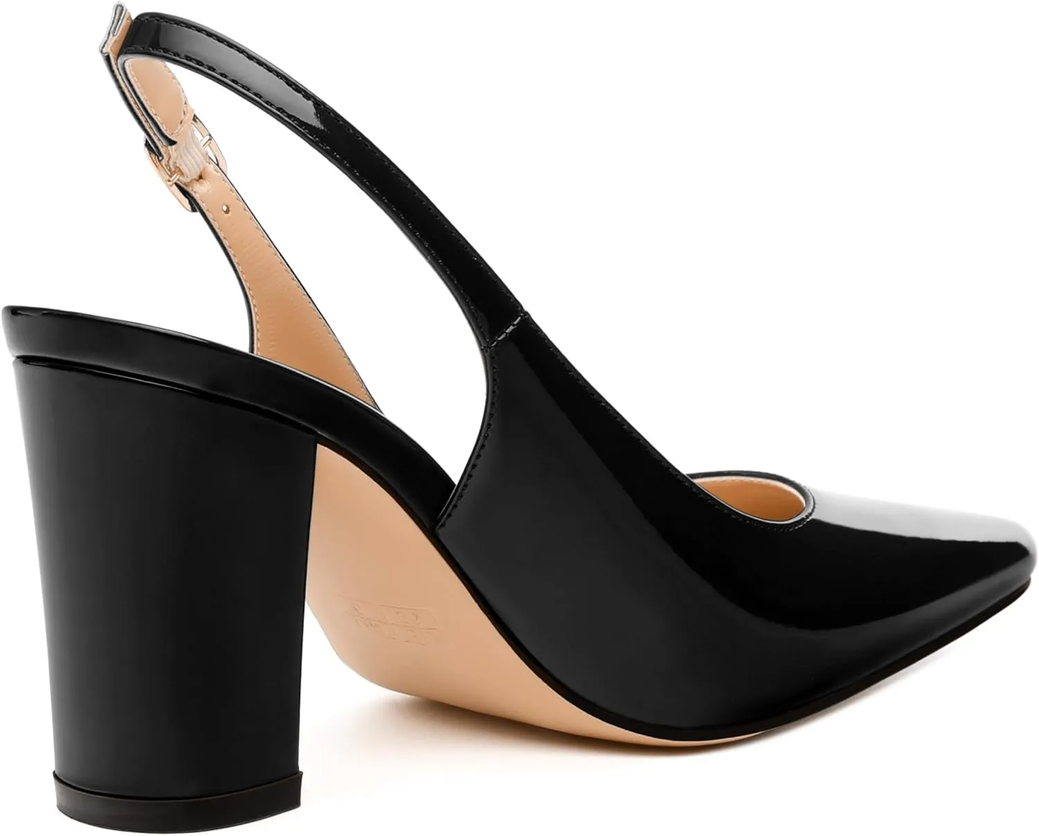 Women's Pumps, Pointed Toe High Heels, Slingback with Buckle, Fashion Solid Patent Pumps for Working Partying Wedding
