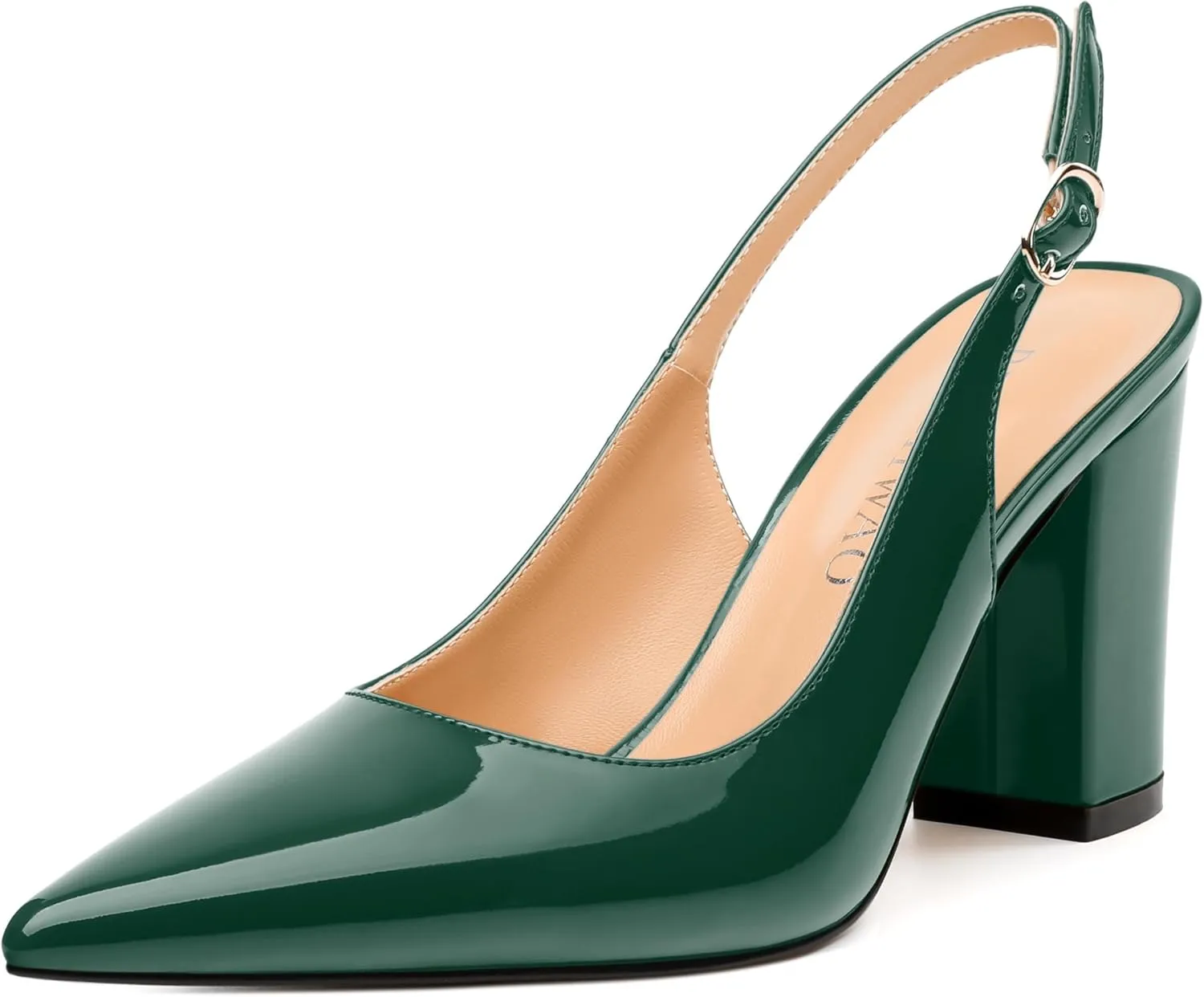 Women's Pumps, Pointed Toe High Heels, Slingback with Buckle, Fashion Solid Patent Pumps for Working Partying Wedding