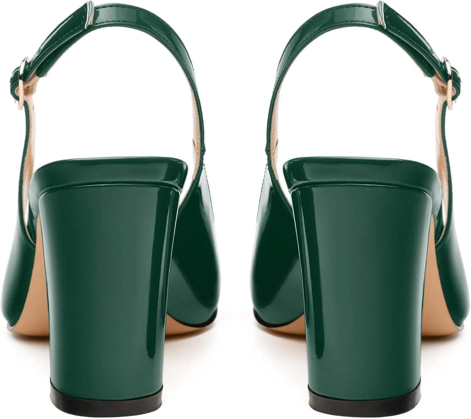Women's Pumps, Pointed Toe High Heels, Slingback with Buckle, Fashion Solid Patent Pumps for Working Partying Wedding