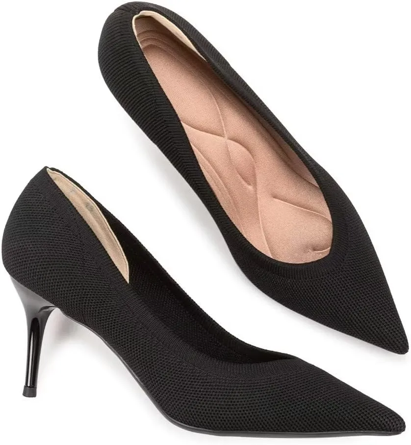 Women's Pumps Pointed Toe Kitten Heel Slip On Dressy Casual Shoes