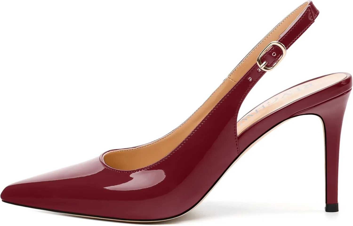 Women's Pumps, Slingback Pointed Toe Stiletto High Heels, Fashion Adjust Buckle Patent Shoes for Women 3.3 inch