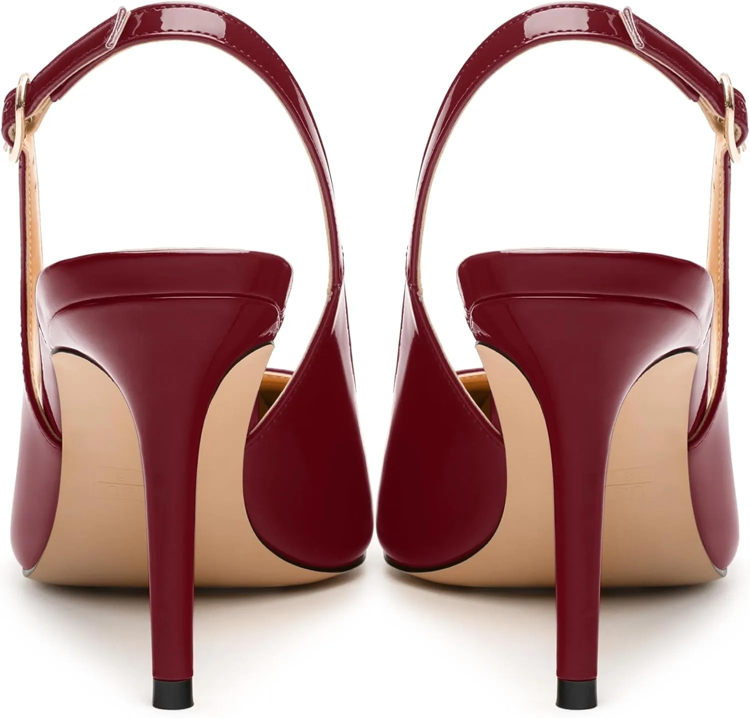 Women's Pumps, Slingback Pointed Toe Stiletto High Heels, Fashion Adjust Buckle Patent Shoes for Women 3.3 inch