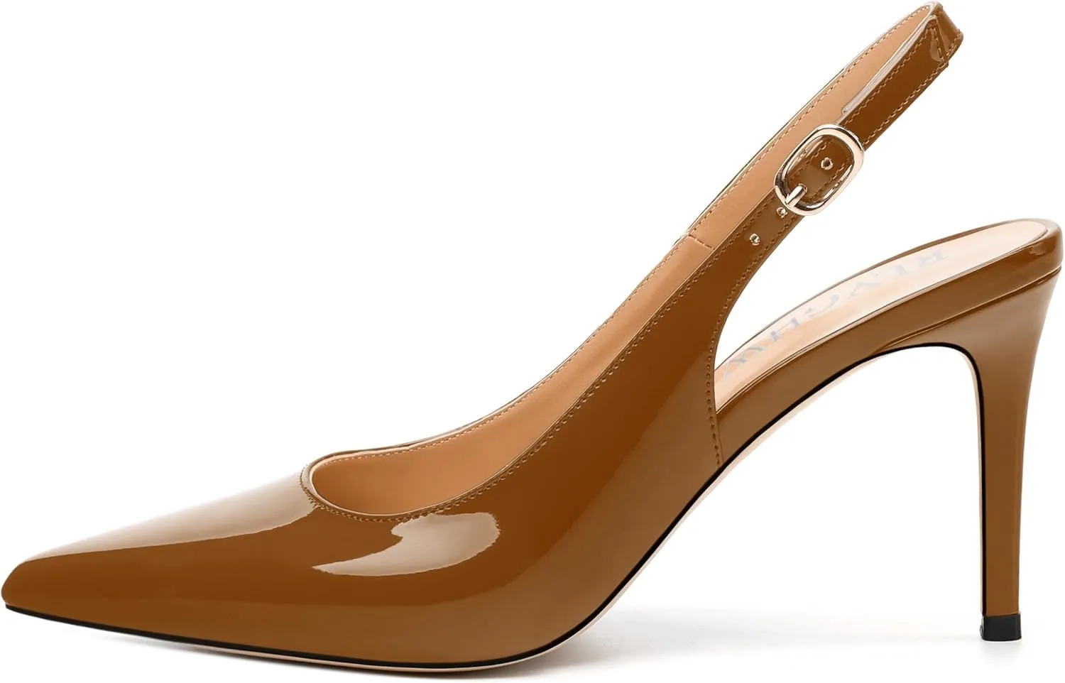 Women's Pumps, Slingback Pointed Toe Stiletto High Heels, Fashion Adjust Buckle Patent Shoes for Women 3.3 inch