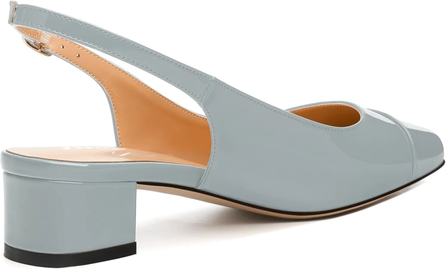 Women's Slingback Pumps, Low Chunky Heels Square Toe Pumps for Women, Block Heels Dress Shoes Closed Toe Comfortable Wedding Work Pump Sandals