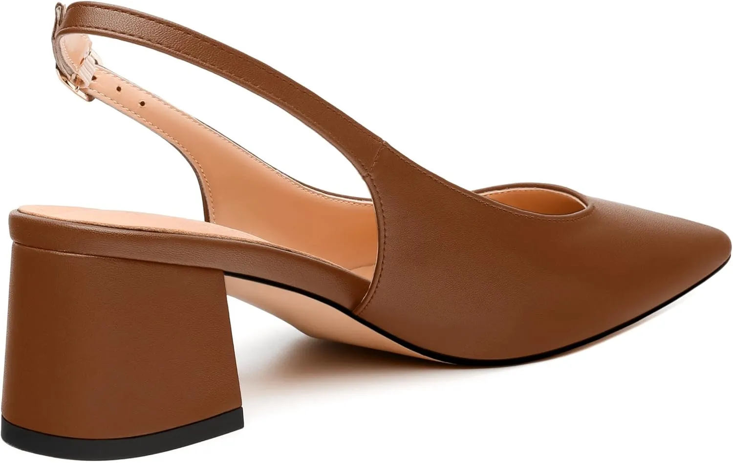 Womens Slingback Pumps, Pointed Toe Mid Chunky Heel Pump Shoes for Women, Leather Insole Comfort Daily Pumps 2"