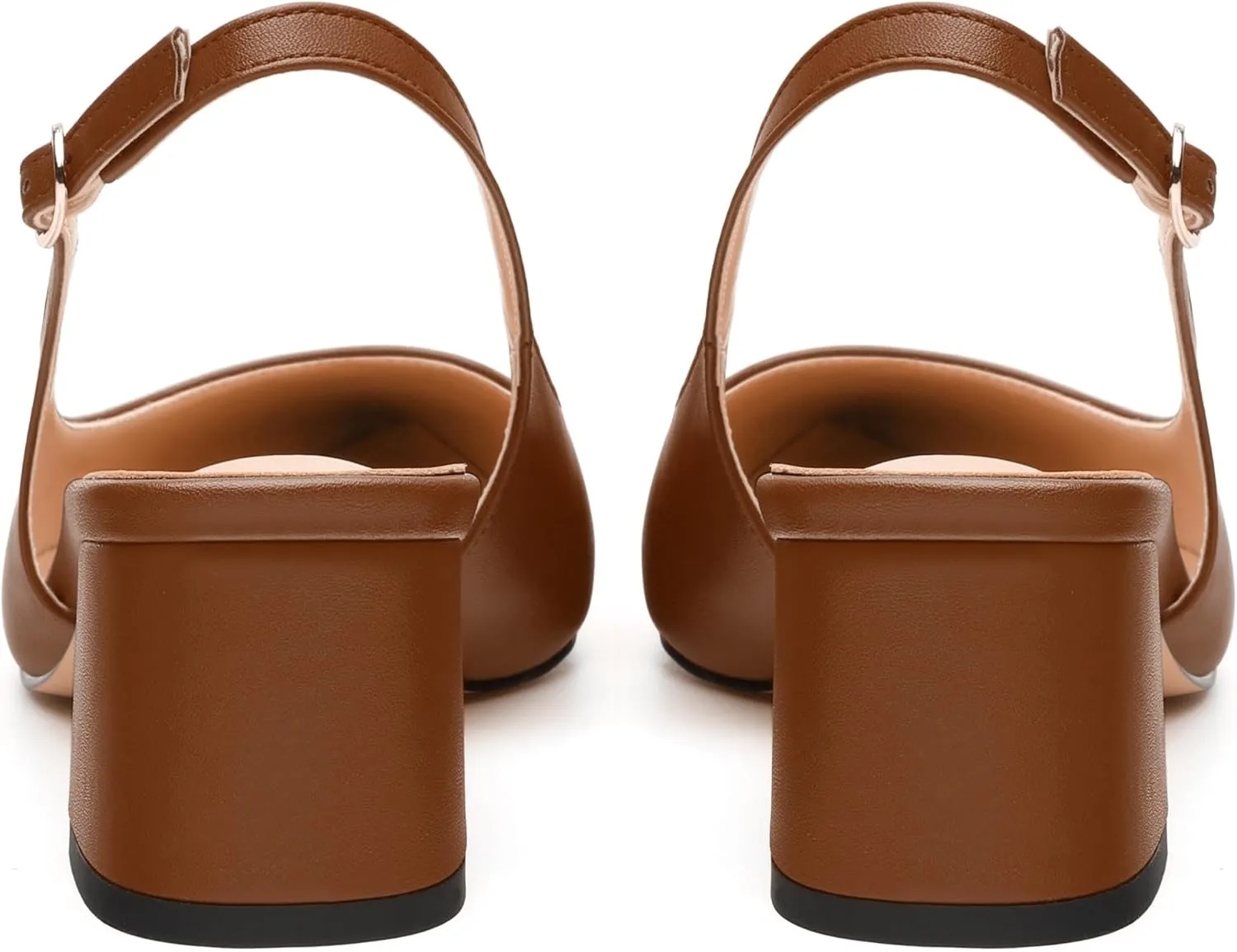 Womens Slingback Pumps, Pointed Toe Mid Chunky Heel Pump Shoes for Women, Leather Insole Comfort Daily Pumps 2"
