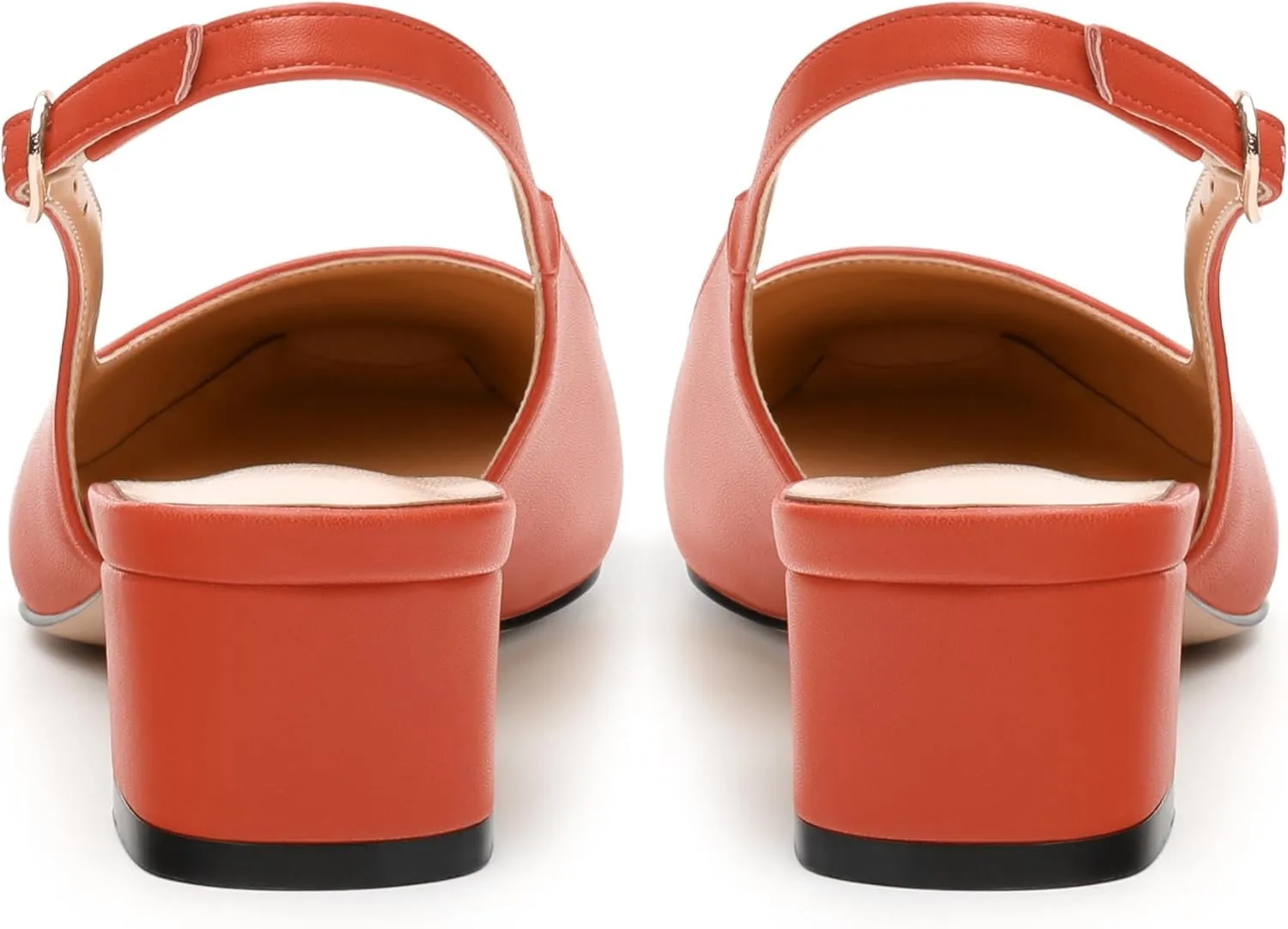 Womens Sqaure Toe Block Heel Slingback Pumps