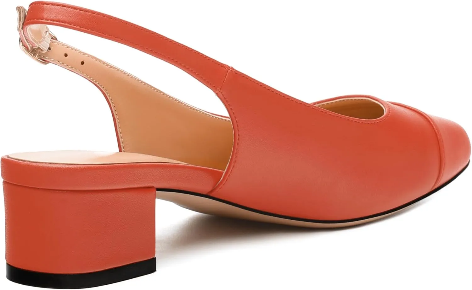 Womens Sqaure Toe Block Heel Slingback Pumps