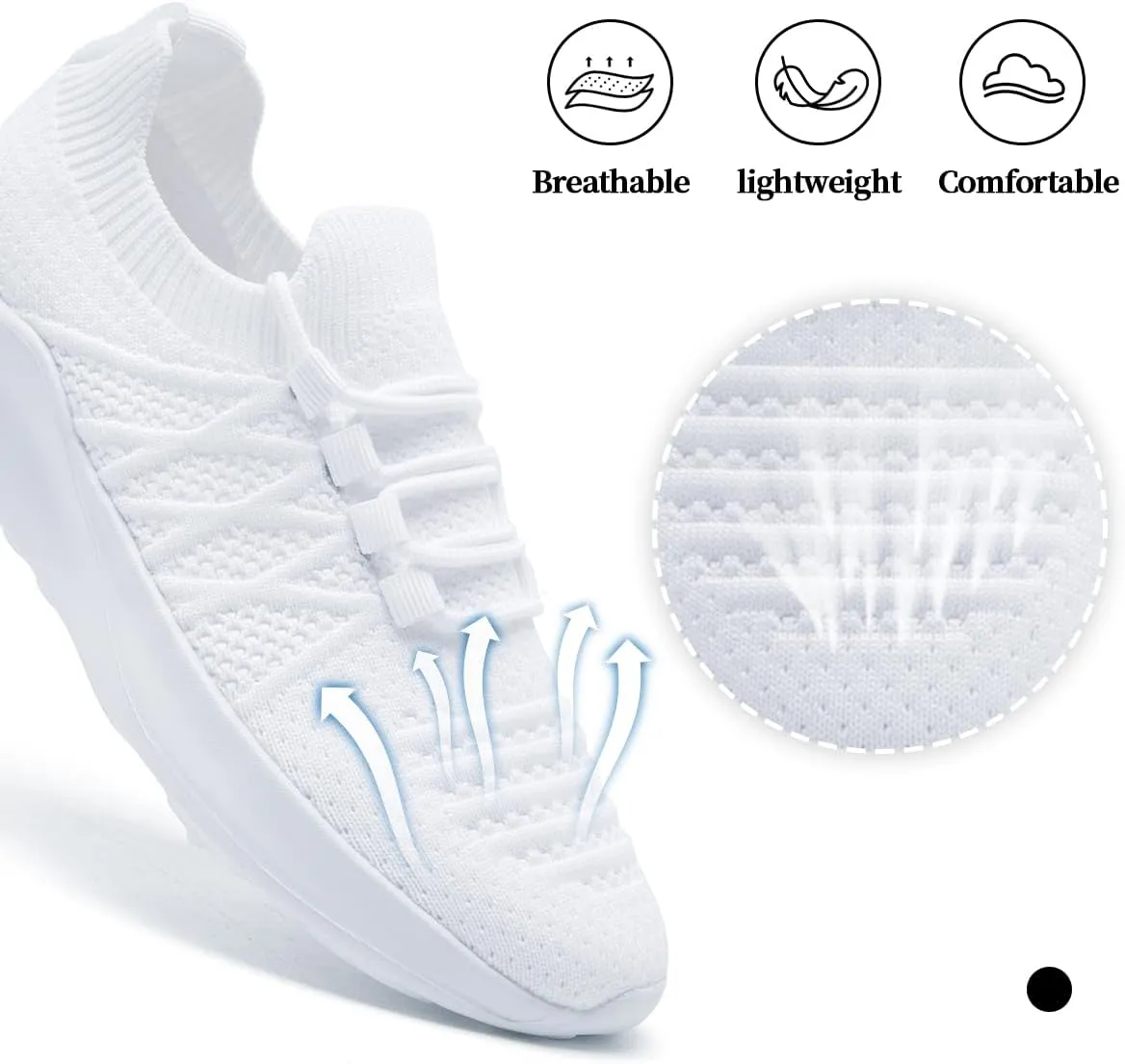 Womens Walking Shoes Tennis Slip On Sneakers Running Sport Workout Gym Shoes Athletic Non Slip Breathable Lightweight Fashion Casual Black US 6 to US 11.5