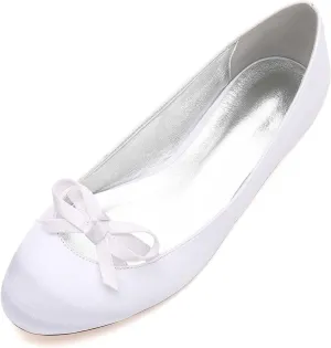 Womens Wedding Shoes Women's Round-Toe Flat Dress Shoes - Bridal Mary Jane Slip-Ons with Comfortable Lace Design for Dressy Occasions(White,12)
