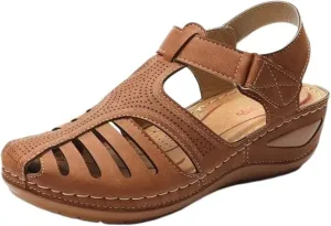 Womens Wedge Sandals Summer Closed Toe Platform Dressy Orthopedic Wedge Casual Bohemia Gladiator Wedge Shoes Comfort Ankle Strap Slip On Platform Sandals