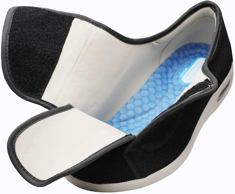 Women's Wide Width Shoes - Walking Adjustable Wide Comfort Women’s Diabetes Shoes for Diabetic Edema Plantar Fasciitis Bunions Arthritis Swollen Feet