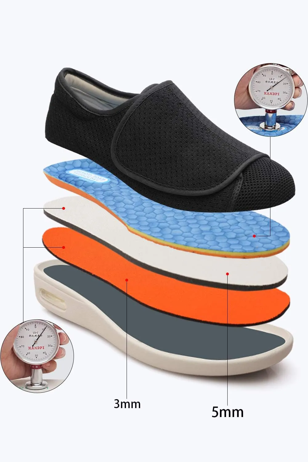 Women's Wide Width Shoes - Walking Adjustable Wide Comfort Women’s Diabetes Shoes for Diabetic Edema Plantar Fasciitis Bunions Arthritis Swollen Feet