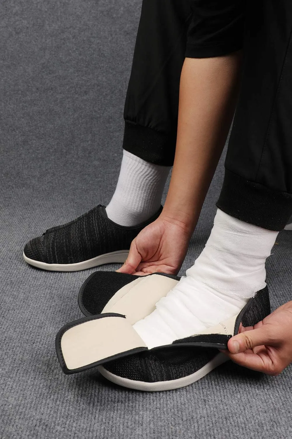Women's Wide Width Shoes - Walking Adjustable Wide Comfort Women’s Diabetes Shoes for Diabetic Edema Plantar Fasciitis Bunions Arthritis Swollen Feet