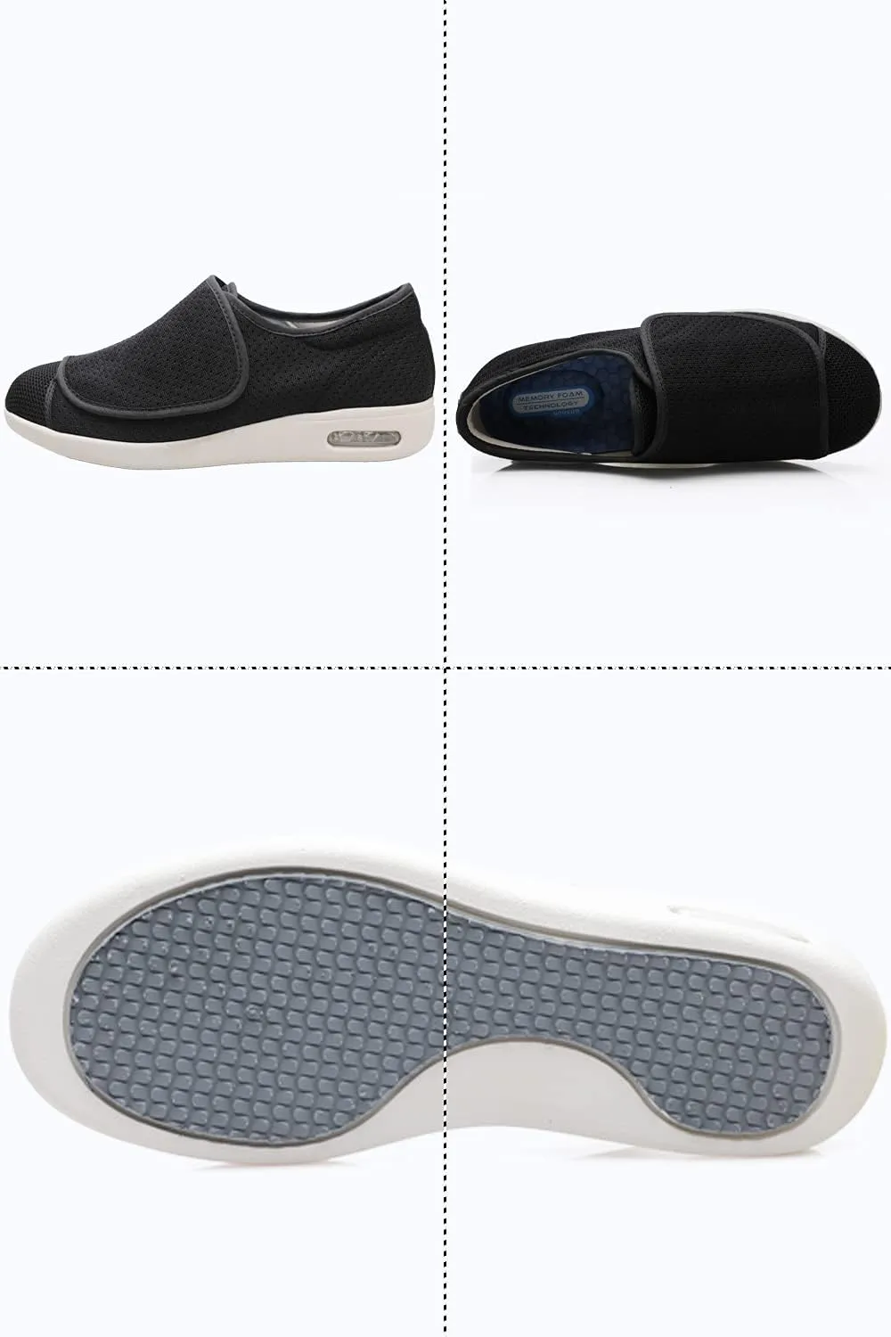 Women's Wide Width Shoes - Walking Adjustable Wide Comfort Women’s Diabetes Shoes for Diabetic Edema Plantar Fasciitis Bunions Arthritis Swollen Feet