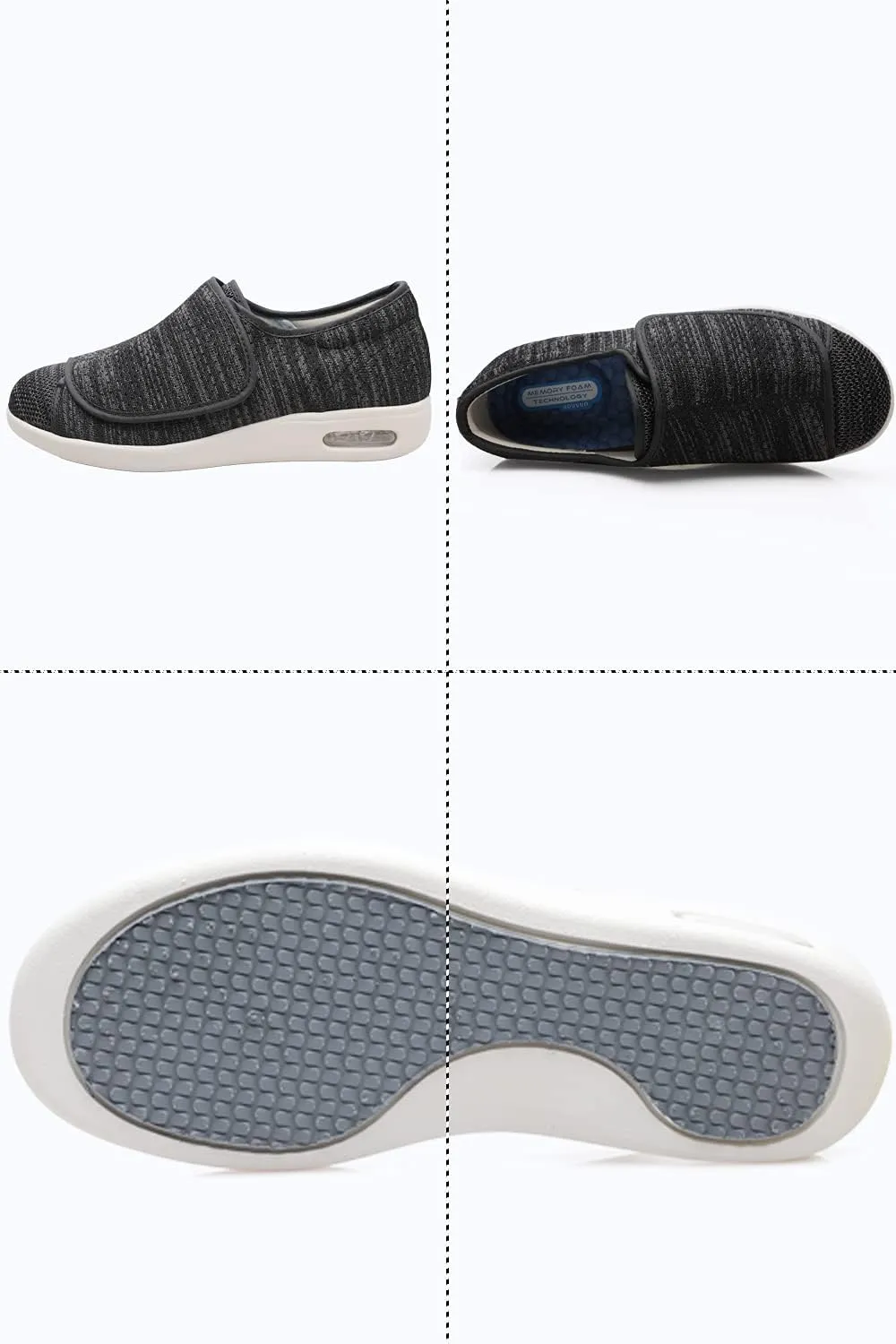 Women's Wide Width Shoes - Walking Adjustable Wide Comfort Women’s Diabetes Shoes for Diabetic Edema Plantar Fasciitis Bunions Arthritis Swollen Feet