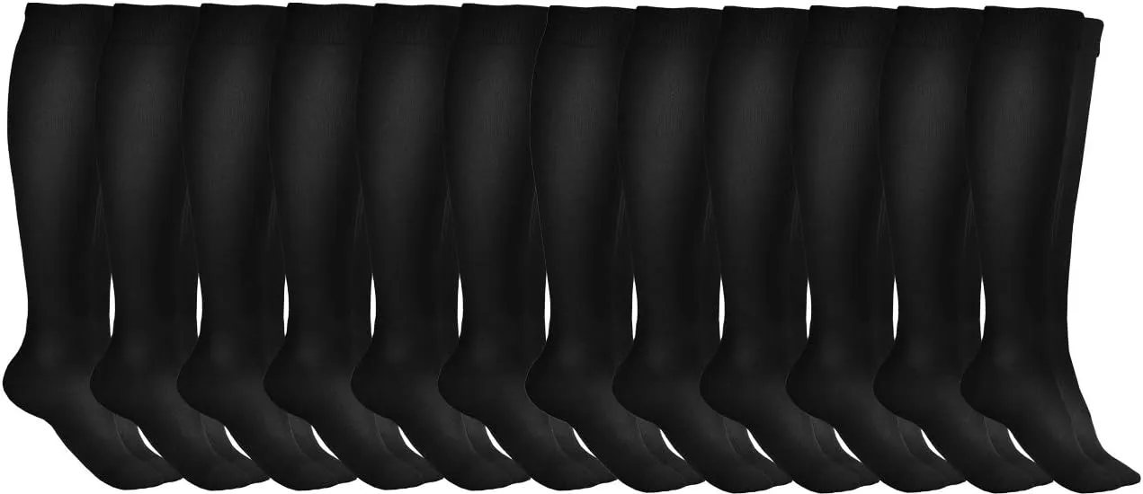 Yacht & Smith 12 Pairs of Womens Knee High Socks, Cotton, Flat Knit, Solid Colors