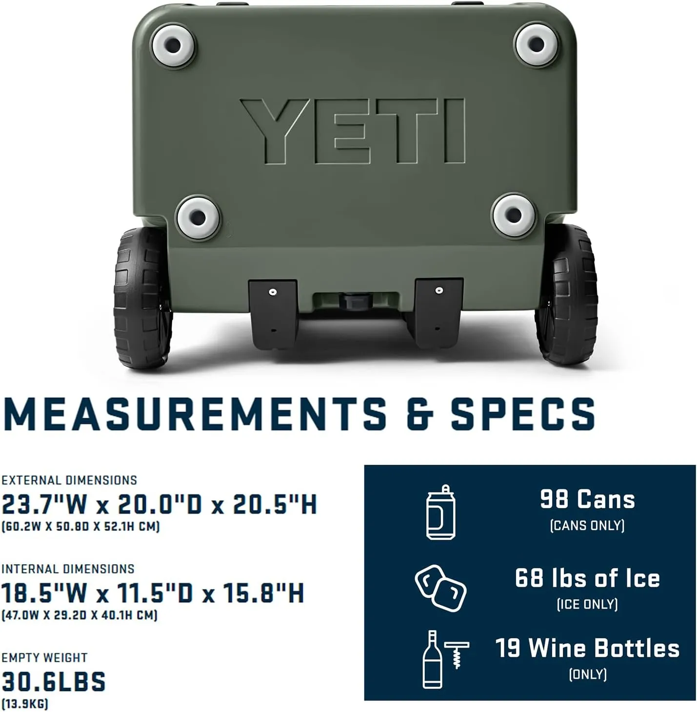 YETI Roadie 60 Wheeled Cooler with Retractable Periscope Handle